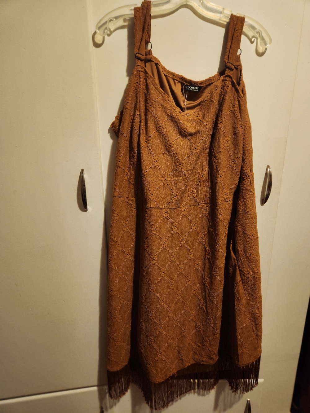 Boho Crochet Fringe A-Line Skirt in Brown